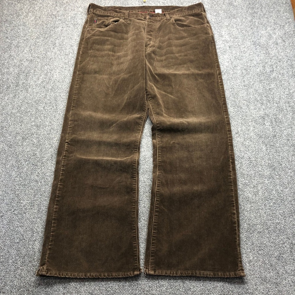 Vintage Abercrombie & Fitch Mens Brown Low Rise Corduroy Wide Leg Pants 36R